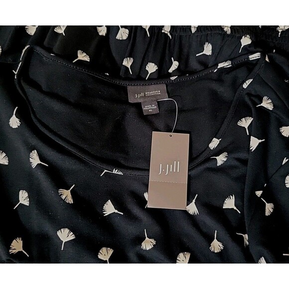 J Jill Wearever Collection XL Midi Dress New Blouson Dandelion Fluff Black White - Picture 5 of 11